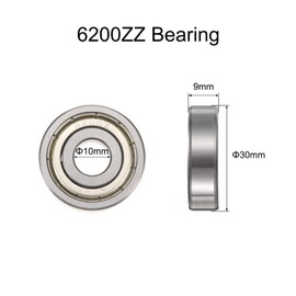 sourcing map 2pcs 6200ZZ Bearing 10x30x9mm, Chrome Steel Double Shielded Precision Bearing, Lubricated Deep Groove Ball Bearings, P6 (ABEC 3)