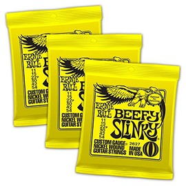 Ernie Ball Beefy Slinky Nickel Wound Sets, .011 - .054, Bundle of 3 Sets