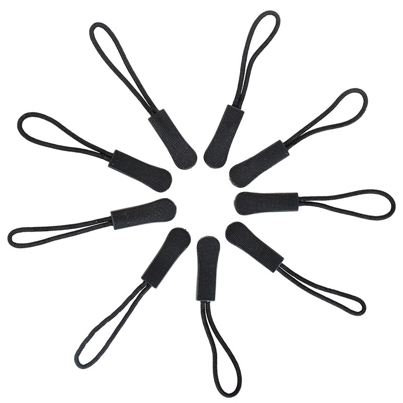 Zipper Pulls- Bskifnn 10pcs Black Nylon Cord Zipper Pulls Fits/Zipper