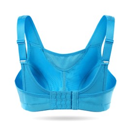 WingsLove - Brasier Deportivo para Mujer, Cobertura Completa, de Alto Impacto, sin Alambre, sin Acolchado（Azul,36C