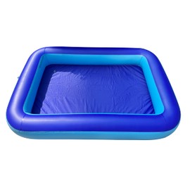 Inflatable Splash Pool for Kids, Plastic Wading Pools Outdoor, Large Sensory Sand & Water Play Pit for Toddlers, Kiddie Small Swimming Pool with Air Pump, Sand Box Backyard (77"*53"*9"-L)