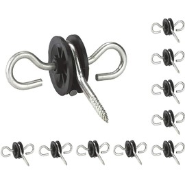 KATSU Electric Fence Gate Handle Insulators 10X Pack, Galvanised Heavy Duty Double Hook Gate Handle Insulators, Field Guardian Fencing Pasture Gates Accessories 667102