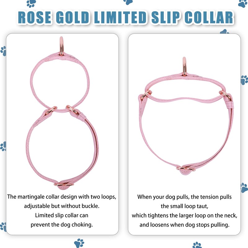 Soft Leather Martingale Dog Collar - Adjustable Rose Gold Limited