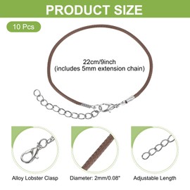 MECCANIXITY 10 PCS Light Brown Bracelet Cord,9" Adjustable Friendship Bracelet 2mm Waxed Polyester Cord with Lobster Clasp Bracelet String for Bracelet Making Jewelry DIY Craft