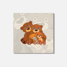 Unbranded Cute Bear Family Animal 4'' X 4'' Square Wooden Coaster