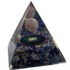 CHONIT Orgonite Pyramid Blue Protection Small with Rock Crystal for
