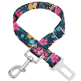 Adjustable pet cat and Dog car seat Belt，The Lanyard is Flexible and Adjustable from 20 to 33 inches (Floral)