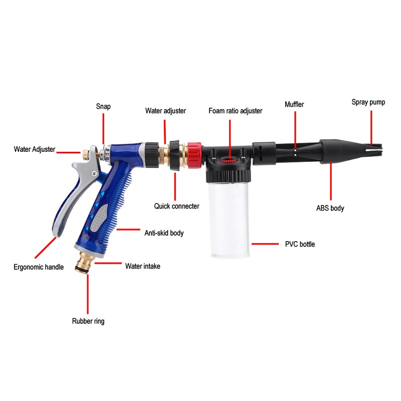 Detachable Pressure Car Washer Snow Foam Lance Sprayer Gun Car