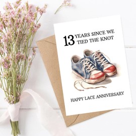 NQDesigns Funny Card - 13 Year Anniversary Card - Lace Anniversary Card - Laces Anniversary - Traditional Anniversary Card - 13 Years Anniversary - Funny Pun Card - Happy Lace Anniversary