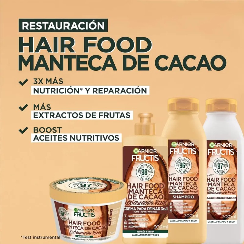 Kit Garnier Fructis Hair Food Cacao Rutina Completa Restaura