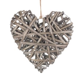 Red Hamper Small Full Antique Wash Wicker Heart, H15 x W4 x D15cm