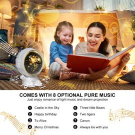 URAQT Astronaut Light Projector, 360° Adjustable Astronaut Starry Night Light Projector, USB Charging Adjustable Spaceman Projector Lamp with 8 Kinds of Music, 3 Kinds of Projection Themes