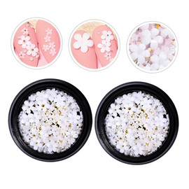 WOONEKY 2pcs Flower Nail Charms White Resin Petal Floral Decorations for Elegant Manicures DIY Nail Art Accessories for Parties and Special Occasions