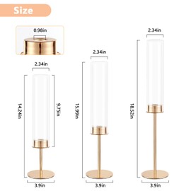 POKINE Gold Candle Holders Set of 6 for Glass Taper Candle Holders,Hurricane Candlestick Holder for Home Decor, Wedding, Dinning, Party Decorative, Anniversary (6,Gold)