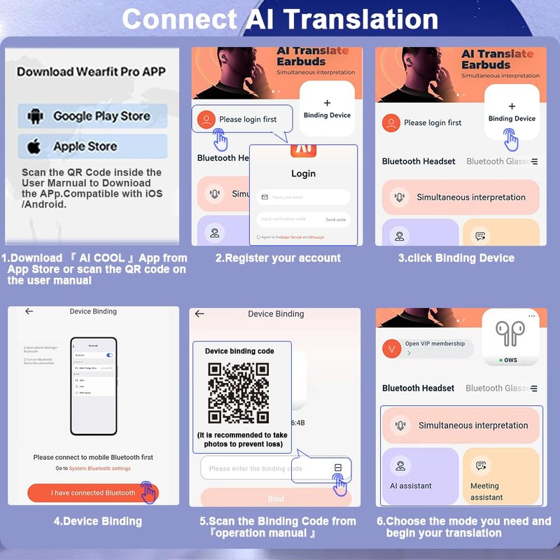 AI Language Translator Earbuds Real Time, Supports 144 Languages, Earphone
