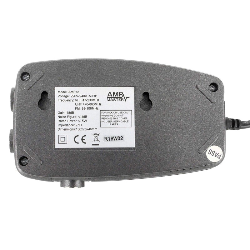 18dB 2-Way Indoor Antenna Signal Amplifier Booster 2 Output Amp