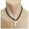 Hawaiian Jewelry Large Resin Shark Tooth Black Coconut Bead Necklace