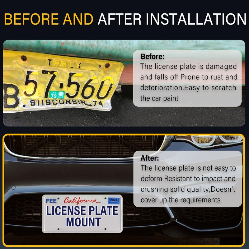 No Drill License Plate Holder Compatible with Jeep Cherokee 2014-2023