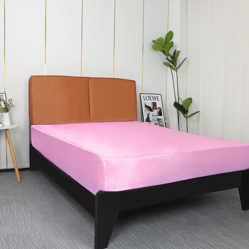 Lirex Satin Fitted Sheet, Luxurious Silky Smooth Polyester Bedding Soft