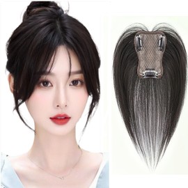 Women's 3D Part Wig Hair Piece Hair Enhancement Point Wig Top Hairpiece Top Cover for Top of Head Gray Hair Hidden Everyday Commute Part Wig (Black Brown)