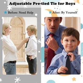 Mantieqingway School Ties for Boys/Kids, Pre-tied Adjustable Neckties Boys Tie for Graduation Uniforms Party Casual(Age 5-12), 13-1pcs, Medium