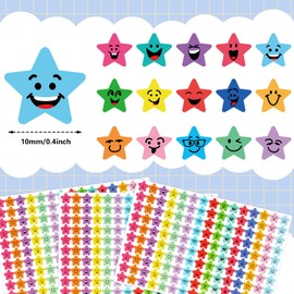 JANYUN Star Stickers, 6750Pcs Happy Smile Face Stickers 15 Designs Students Reward Chart Behavior Labels for DIY Crafts Scrapbooking School Office Supplies