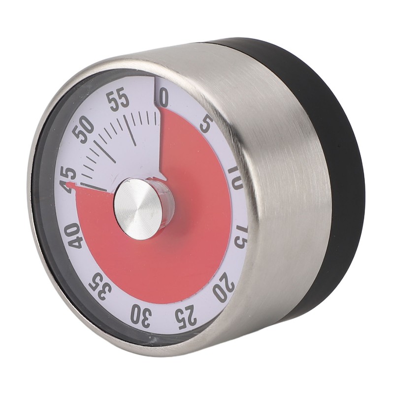 Mechanical Countdown Timer 60 Minute Magnetic Stainless Steel Visual Kitchen