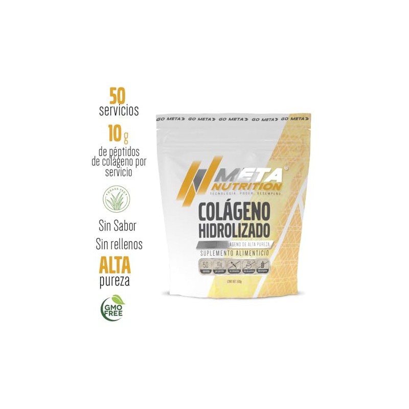 Meta Nutrition Colágeno Hidrolizado Grass Feed Base Péptidos Bioactivos Alta