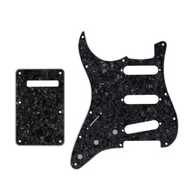 ROZILO Lefty ST/Strat Style SSS Pickguard Left Handed Scratch Plate Trem Cover Back Plate for USA/Mexican Fender Standard ST Black Pearl