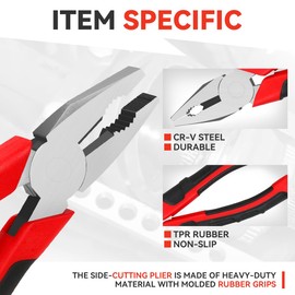 [3 PCS] Universial Tool Kits 6.5" Pliers Set with Linesman Plier Needle Nose Plier Diagonal Cutter, Red