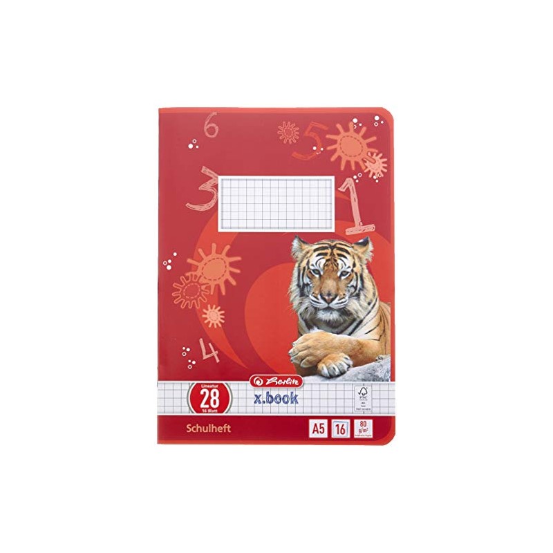 Herlitz 11322625 A5 Notepad, 16 Sheets, Ruling 28 (Squares with