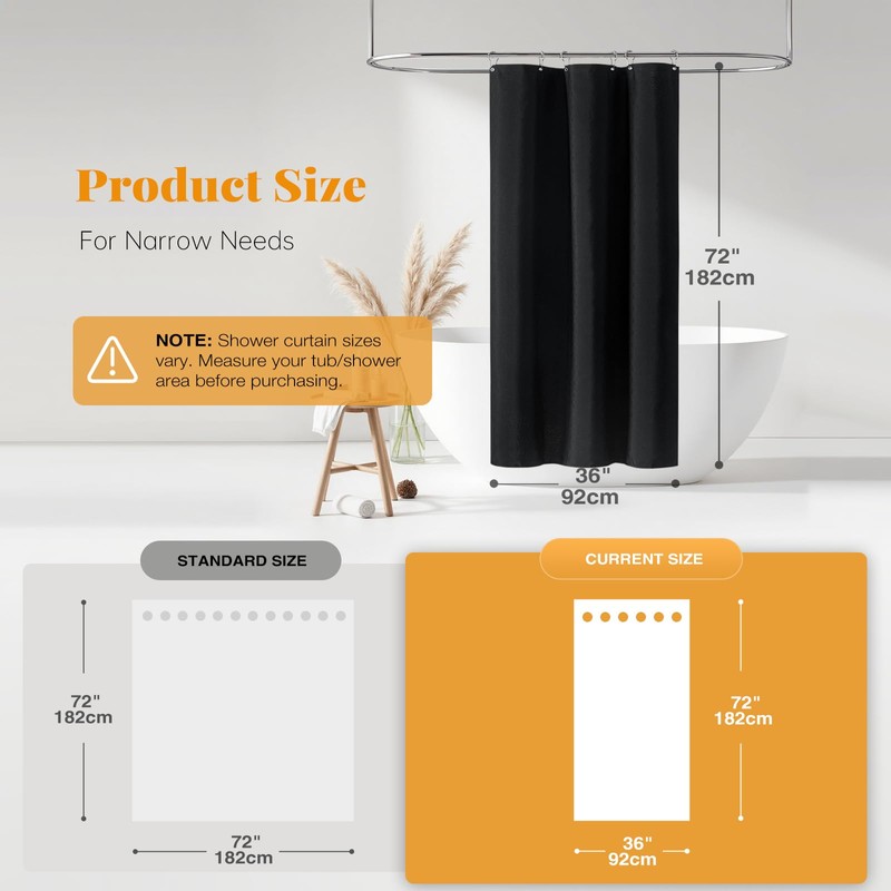 BTTN Stall Fabric Shower Curtain - 36x72 Inch Narrow Linen