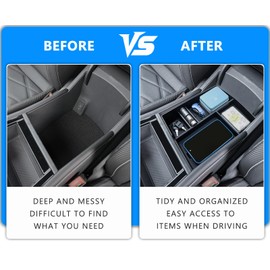 TOPINSTALL 24 New Console Organizer Compatible with 2024 VW Atlas/Atlas Cross Sport Accessories, Armrest Box Storage Console Tray with Coin Holder Insert Interior Accessories