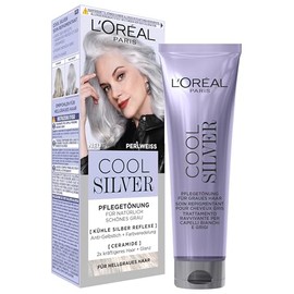 L'Oréal Paris Hair Colour, Anti-Yellow Tint with Ceramides, for Light Grey Hair, Cool Silver, Colour: Pearl White