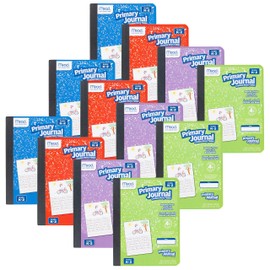 Mead Primary Journal, 12 Pack, Half Page Ruled, Grades K-2, 7-1/2" x 9-3/4", 100 Sheets per Journal, Assorted Colors (610052-ECM)