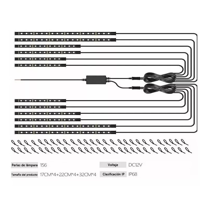 PUNKZZ Juego De 12 Tiras Luces Rgb Led Para Motocicleta
