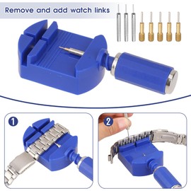 Watch Link Removal Kit, 11 PCS Watch Band Adjustment Tool Kit Watch Link Remover with Watch Pin Pusher, Watch Pins and Hammer for Watch Bracelet Sizing, Watch Strap Adjustment and Watch Repairing