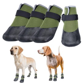 SJJH Dog Shoes Lightweight Dog Boots-Breathable Knitted Paw Protector with Adjustable Strap for Hot Pavement, Rain Walking, Hardwood Floors Anti Slip Reduce Noise, Prevent Licking Paws(Green,XL)