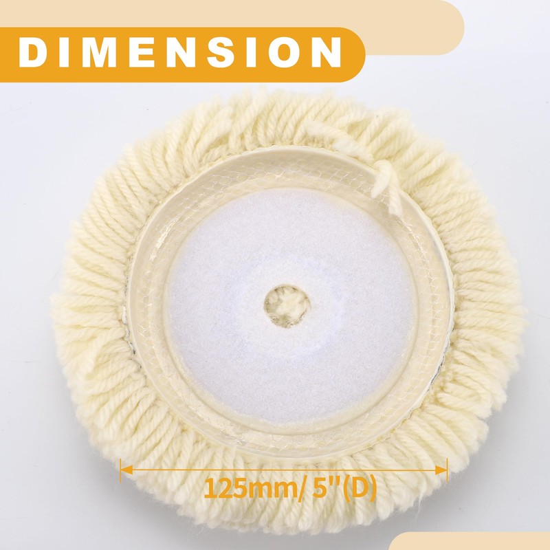 Partuto 1pc 5" 125mm Universal Wool Polishing Buffing Pad -