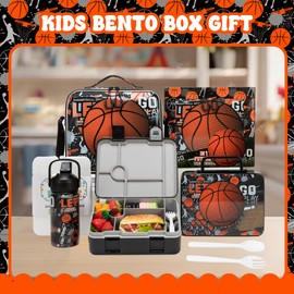 Oruiji Bento Box for Kids with Lunch Bag Boys Lunch Boxes for School with Ice Pack,Stainless Steel Water Bottle Set Utensils Set Food Container for School Boys Kids