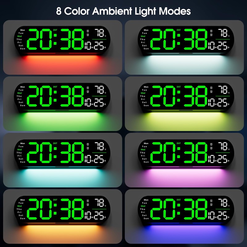 Zgrmbo Digital Wall Clock, 13" Large Display Digital Clock with