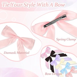 MOTIBACK 6 Stück Haarschleife, Schleife Haarspange, Französische Haarspange Schleife, Schleife Haare - Perfekt für stilvolle Frisuren (Weiß, Schwarz, Lila, Gelb, Blau, Rosa)