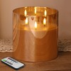 Eywamage 3 Wick Gold Glass Flameless Candle with Remote, Large