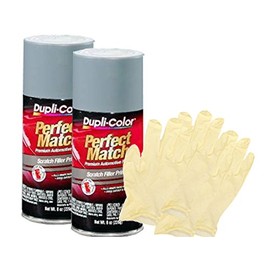 DupliColor BPR0031 Gray Exact-Match Scratch Filler Primer (8 oz) Bundle with Latex Gloves (6 Items)