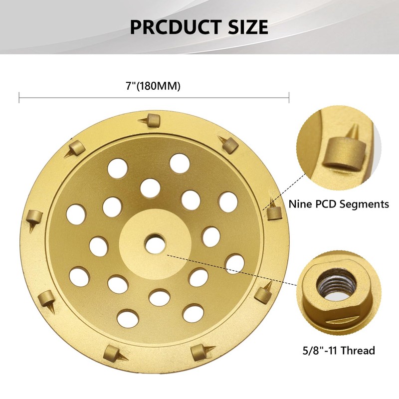 7 Inch PCD Grinding Cup Wheel 9 Segments for Epoxy