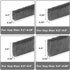 WEZKYLCG Brush Weather Stripping, Door Seal Strip for Door Frame, Self Adhesive Window Insulation Draft Stopper for Winter, Soundproofing Weatherstripping (Grey, 33FT, 0.35'' Wide X 0.35'' Thick)