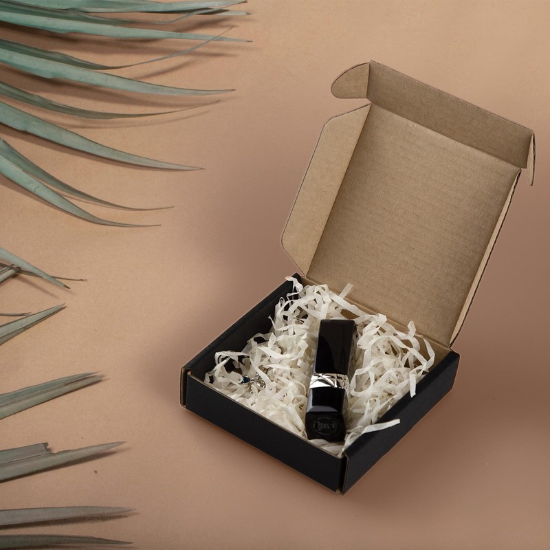 SUNLPH 50 Pack 4x4x1 Inches Small Shipping Boxes, Black Corrugated