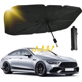 AKASENKO Parasol para Parabrisas de Coche, Parasol para Auto con protección UV, Parasol Plegable para Coche, para Camiones, Coches, camionetas, sedanes, SUV (79cm x 140cm)