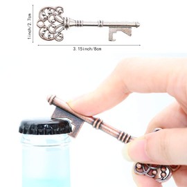BITEYI Skeleton Key Bottle Opener Wedding Decoration with Conversion Cards and Candy Box for Parties, Rustic Decoration, Pack of 30 (Silver 2)