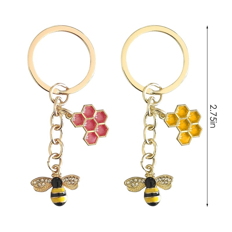 2 Pieces Bee Keychains, Animal Shape Keychains, Creative Keychains, Honeycomb